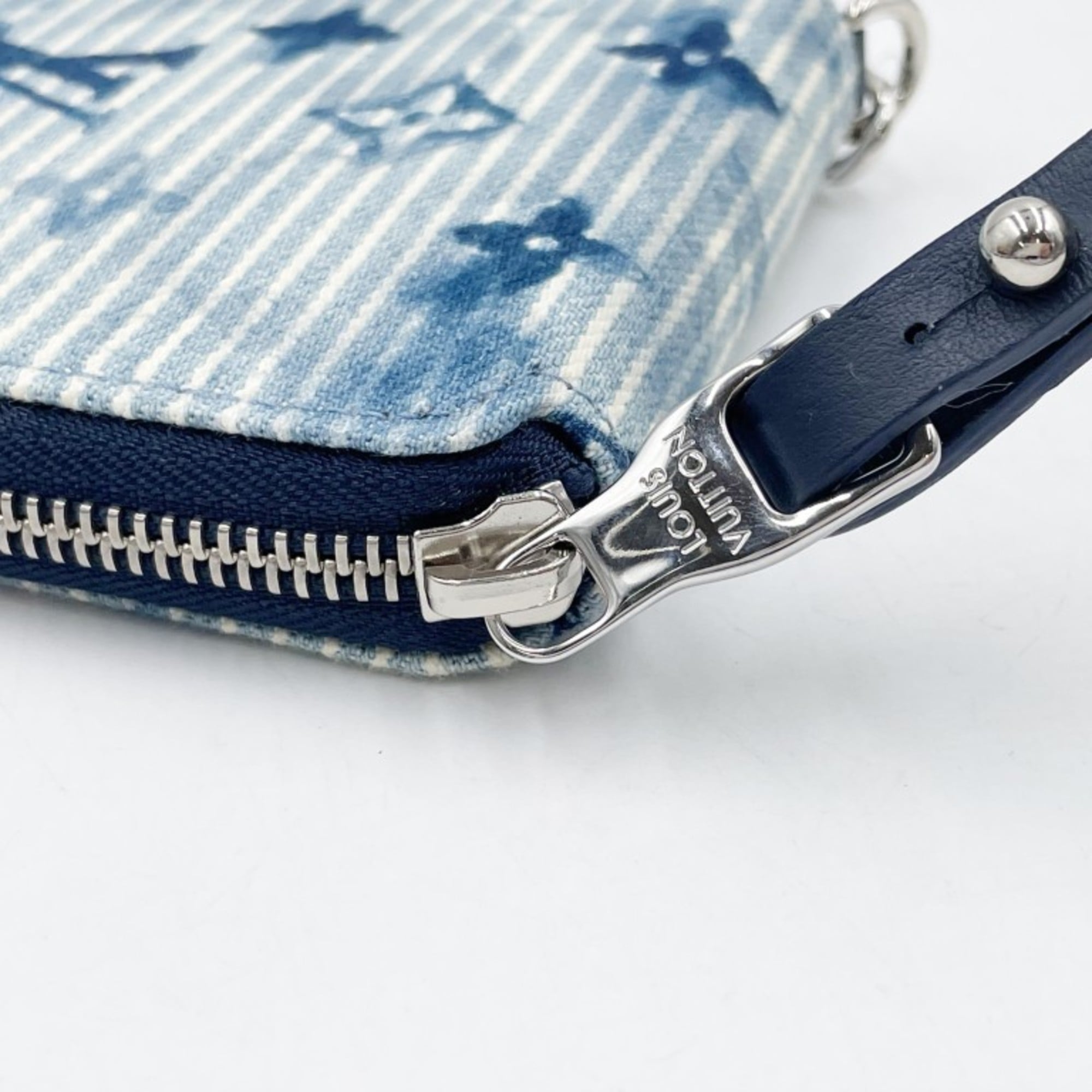 LOUIS VUITTON Zippy Compact Wallet M80461 Blue Monogram Watercolor Men's Round Bifold