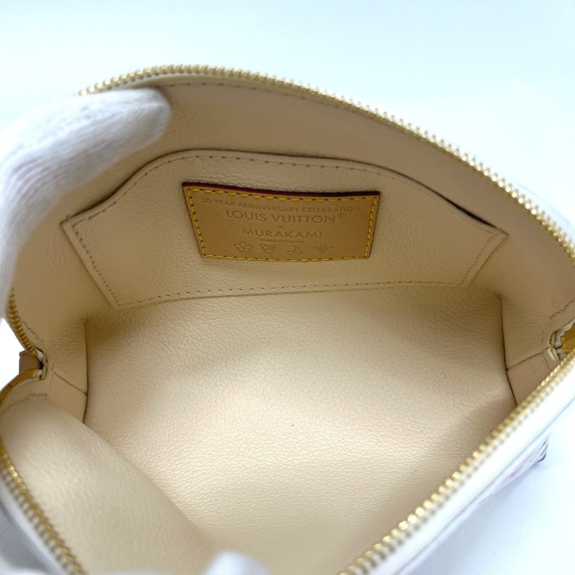 LOUIS VUITTON M13744 LV × TM Takashi Murakami Collaboration Pochette Cosmetic PM Handbag Pouch Accessory Case Makeup Monogram Multicolor Canvas Women's Blanc — New