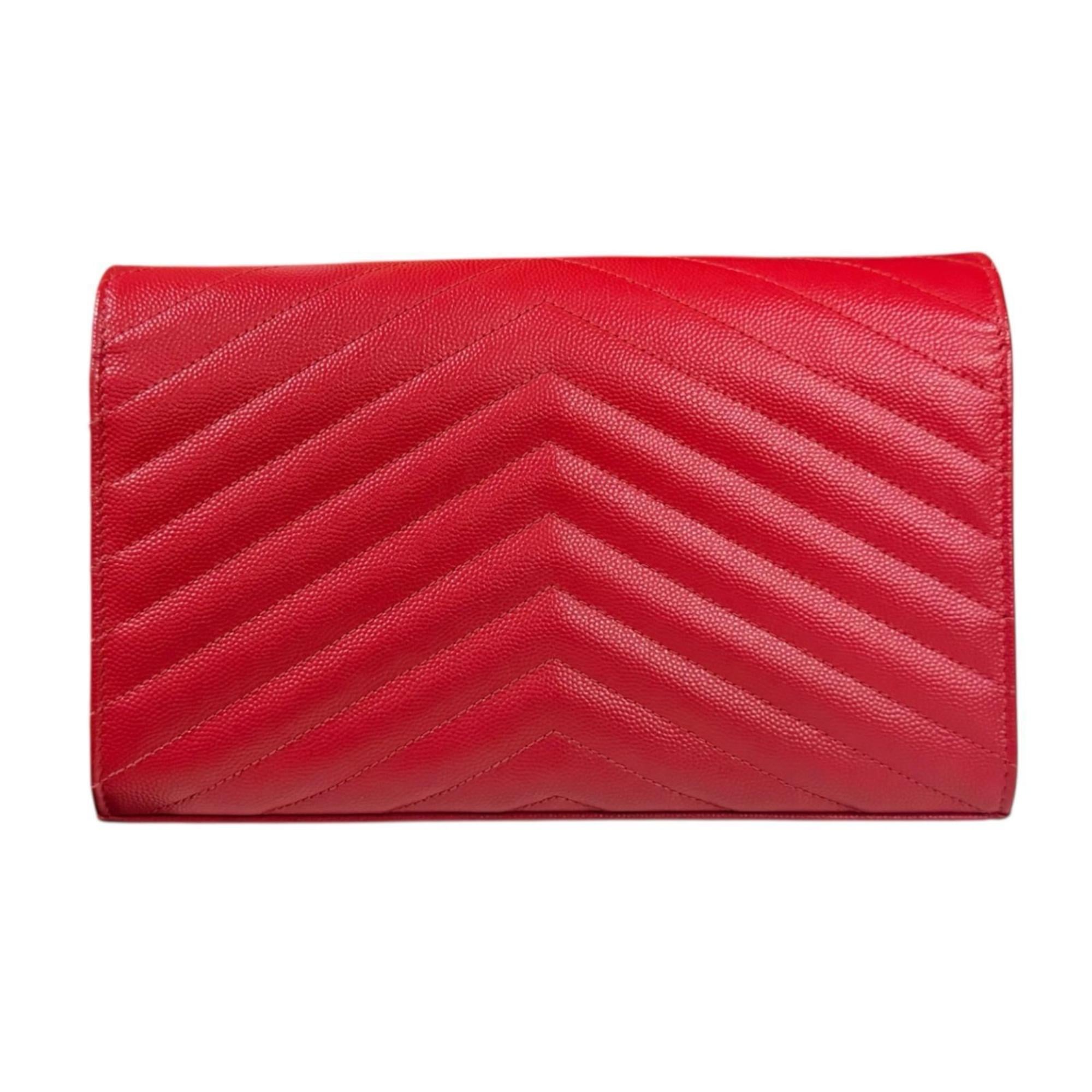 Saint Laurent Cassandra Classic Shoulder Bag, Leather, 377828, Red, Women's, SAINT LAURENT Chain Wallet