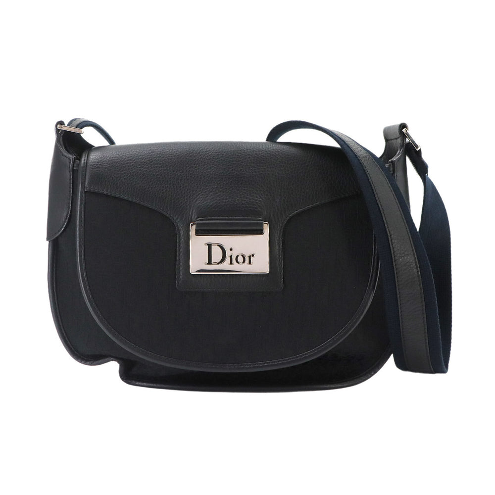 Christian Dior Trotter Street Chic Shoulder Handbag, Canvas and Leather, Black/Navy — Like New