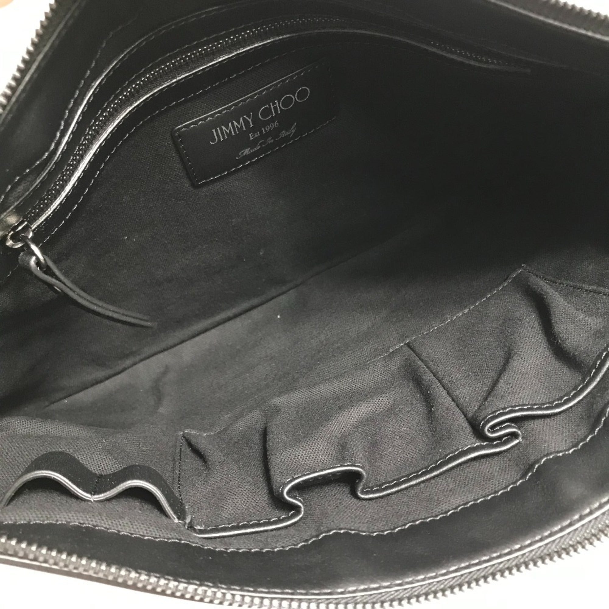 JIMMY CHOO Star Studs DEREK Second Bag Clutch Leather Men's White x Black — New - Store Return