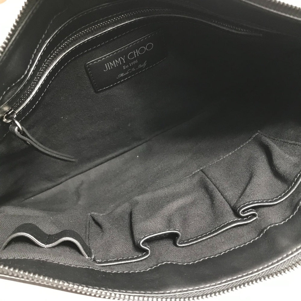 JIMMY CHOO Star Studs DEREK Second Bag Clutch Leather Men's White x Black — New - Store Return