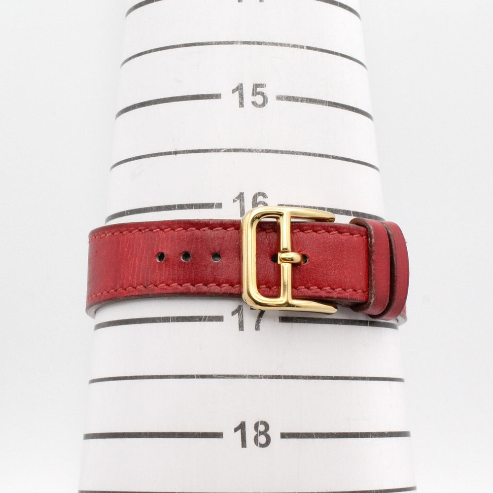 Hermes Medor watch, gold-plated (GP), leather strap, women's, white, ME1.201 — Very Good