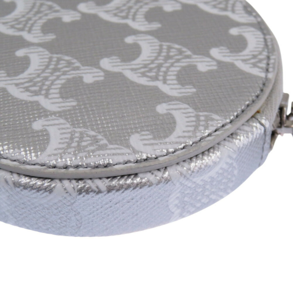 Celine Triomphe Leather Silver Coin Case 0117CELINE