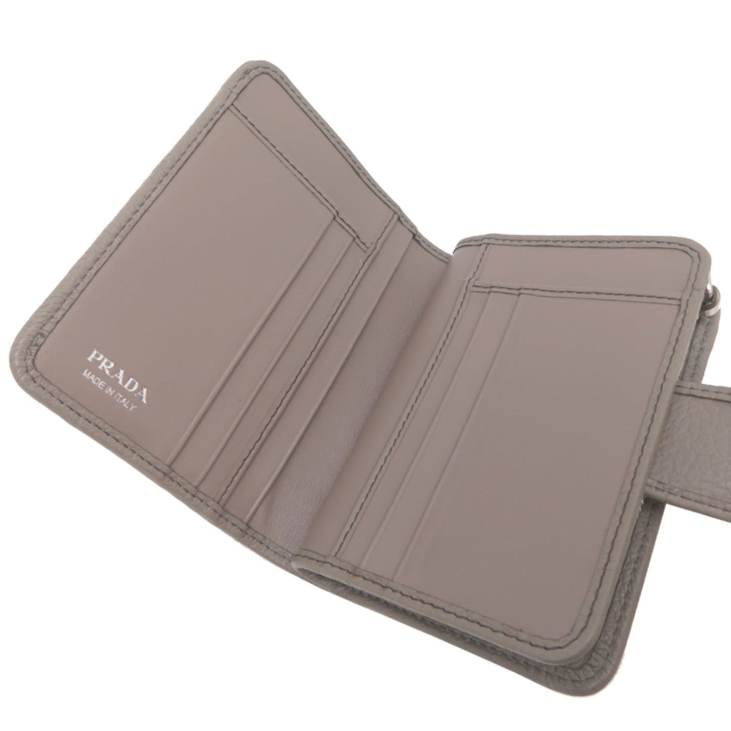 Prada L-shaped zipper wallet, women's bifold 1ML018, leather, gray