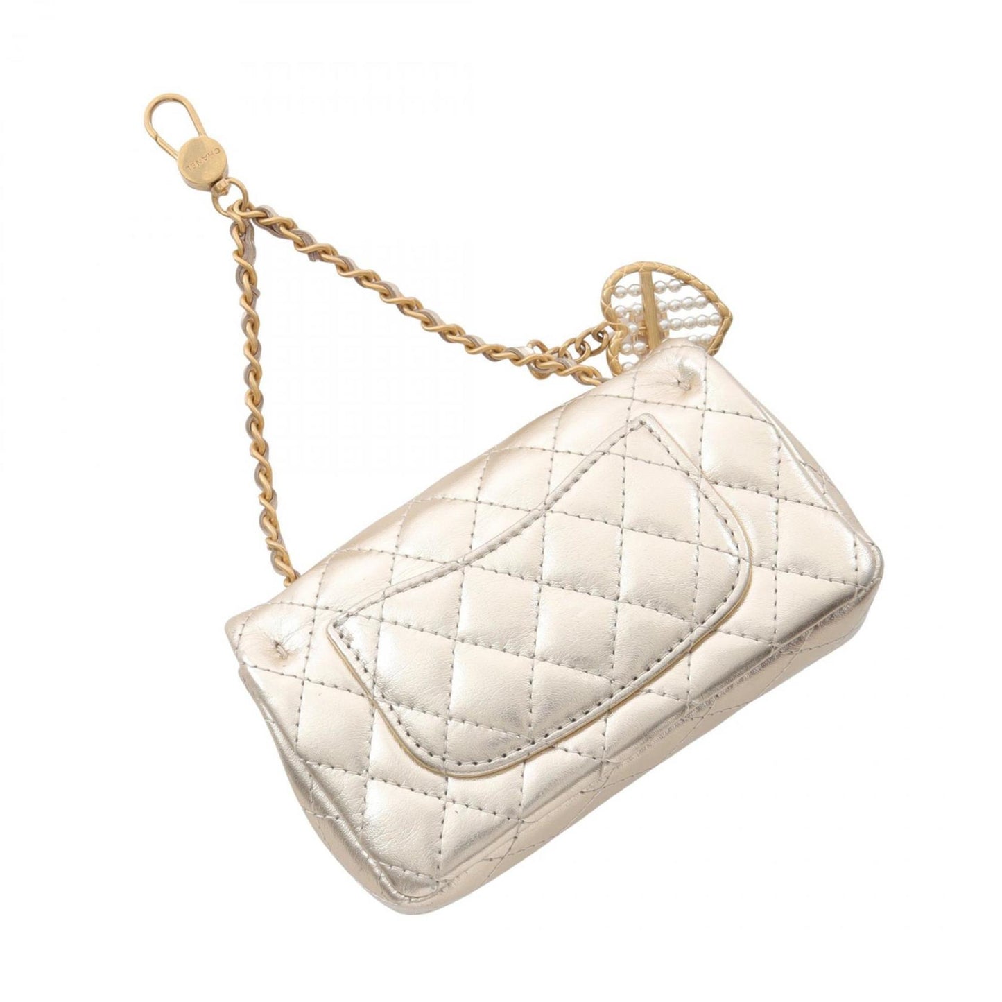 CHANEL Matelasse Classic Charm Accessory, Lambskin Leather, Women's, Gold