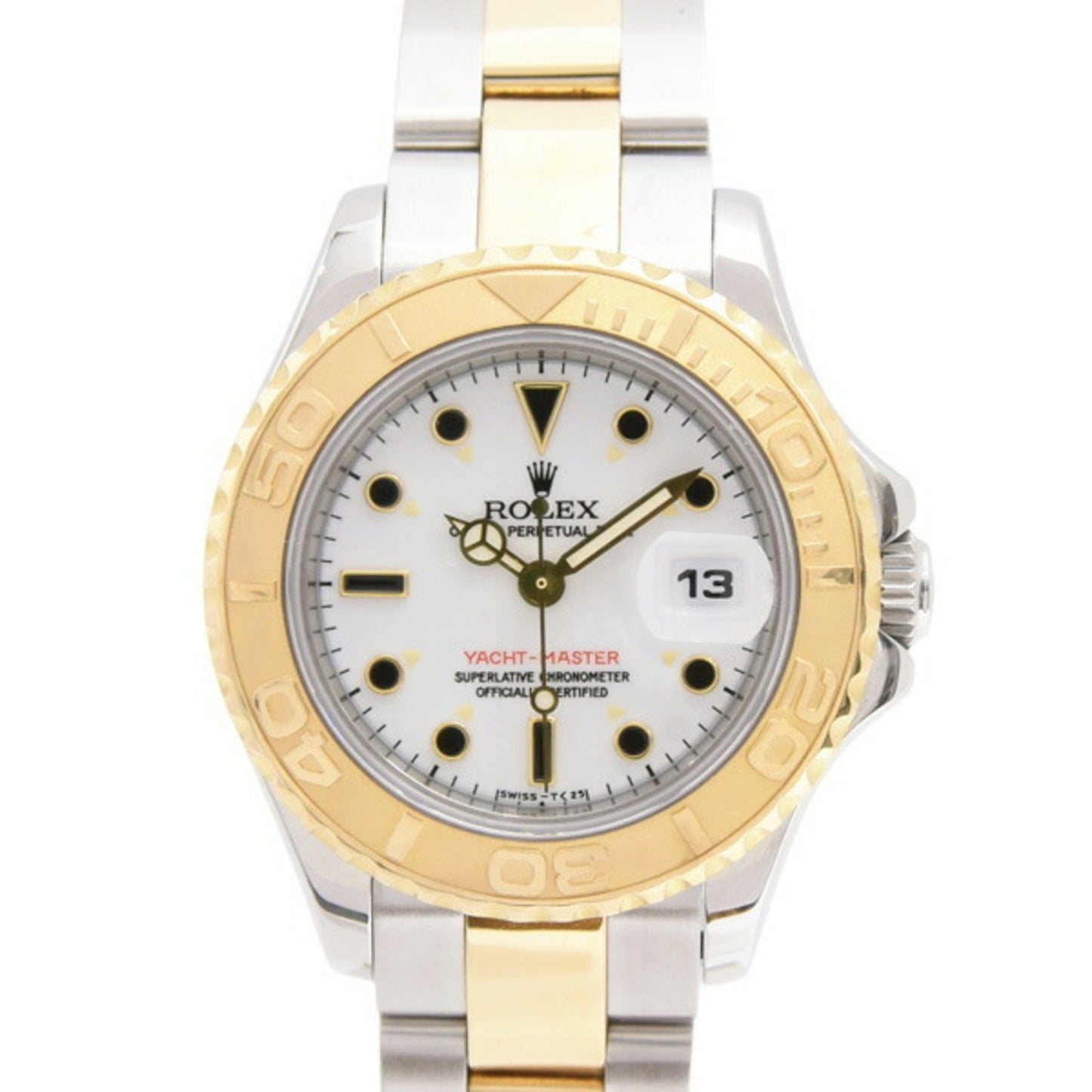 Rolex Women's Yacht-Master T-Series Automatic Watch with White Dial, Stainless Steel and Yellow Gold, Model 69623