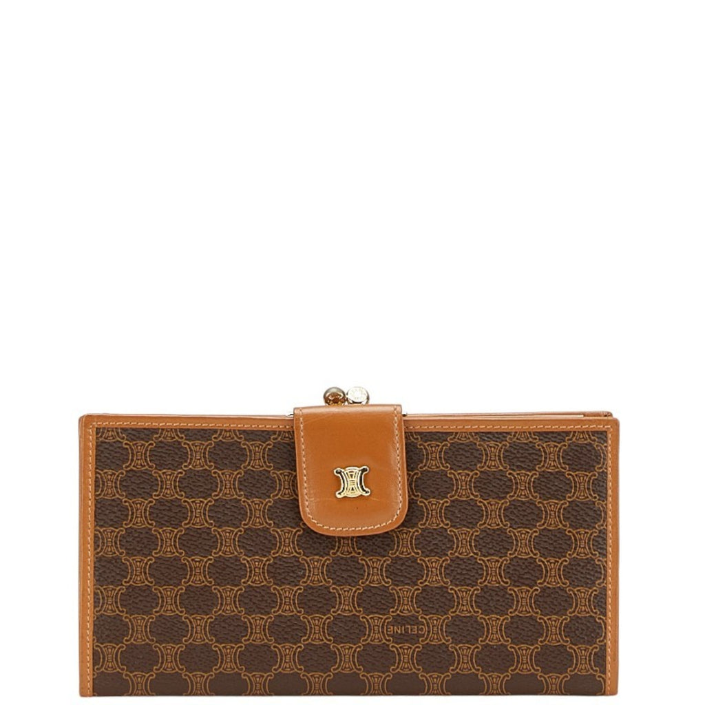 Celine Macadam Long Wallet Brown Leather Women's CELINE