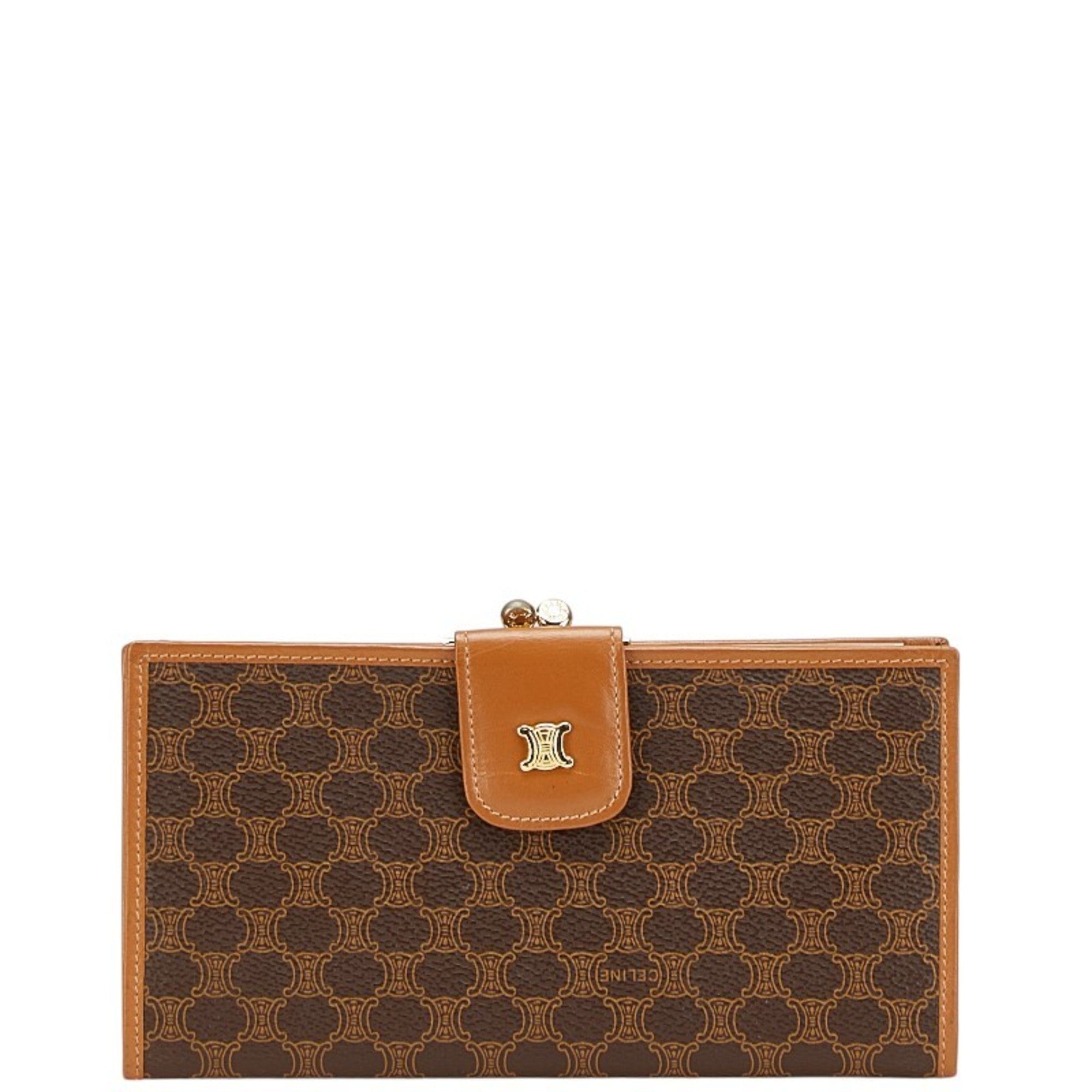 Celine Macadam Long Wallet Brown Leather Women's CELINE