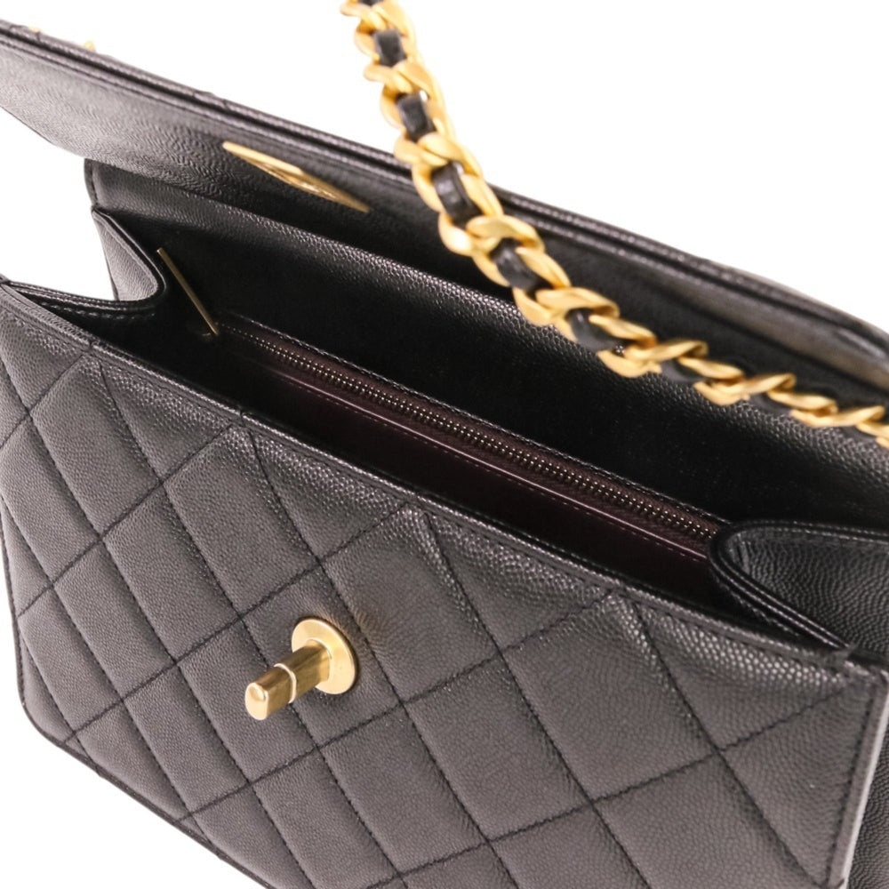 CHANEL Coco Mark Matelassé Caviar Skin Small Flap Chain Shoulder Bag AS4169 Black Women's — Like New