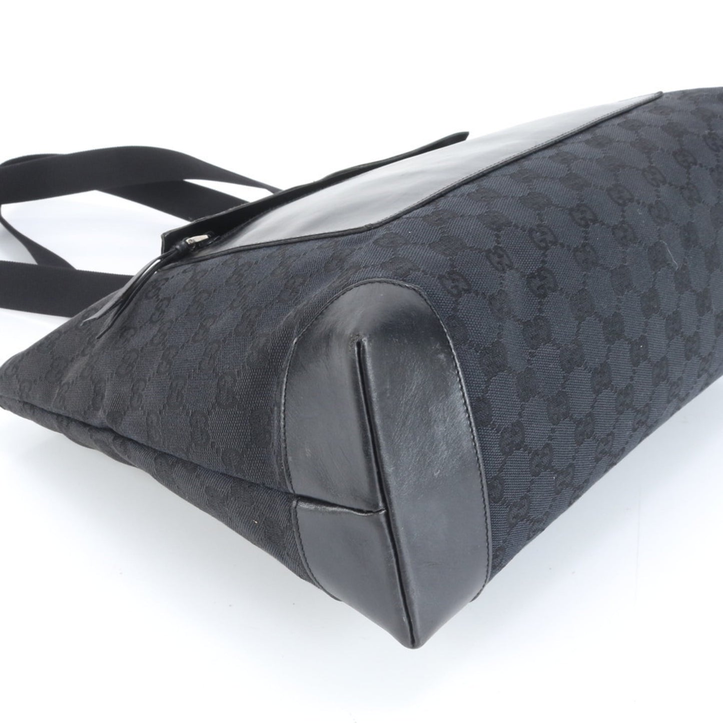 Gucci GG Canvas 019 0426 Leather Tote Bag Shoulder Handbag Black Women's