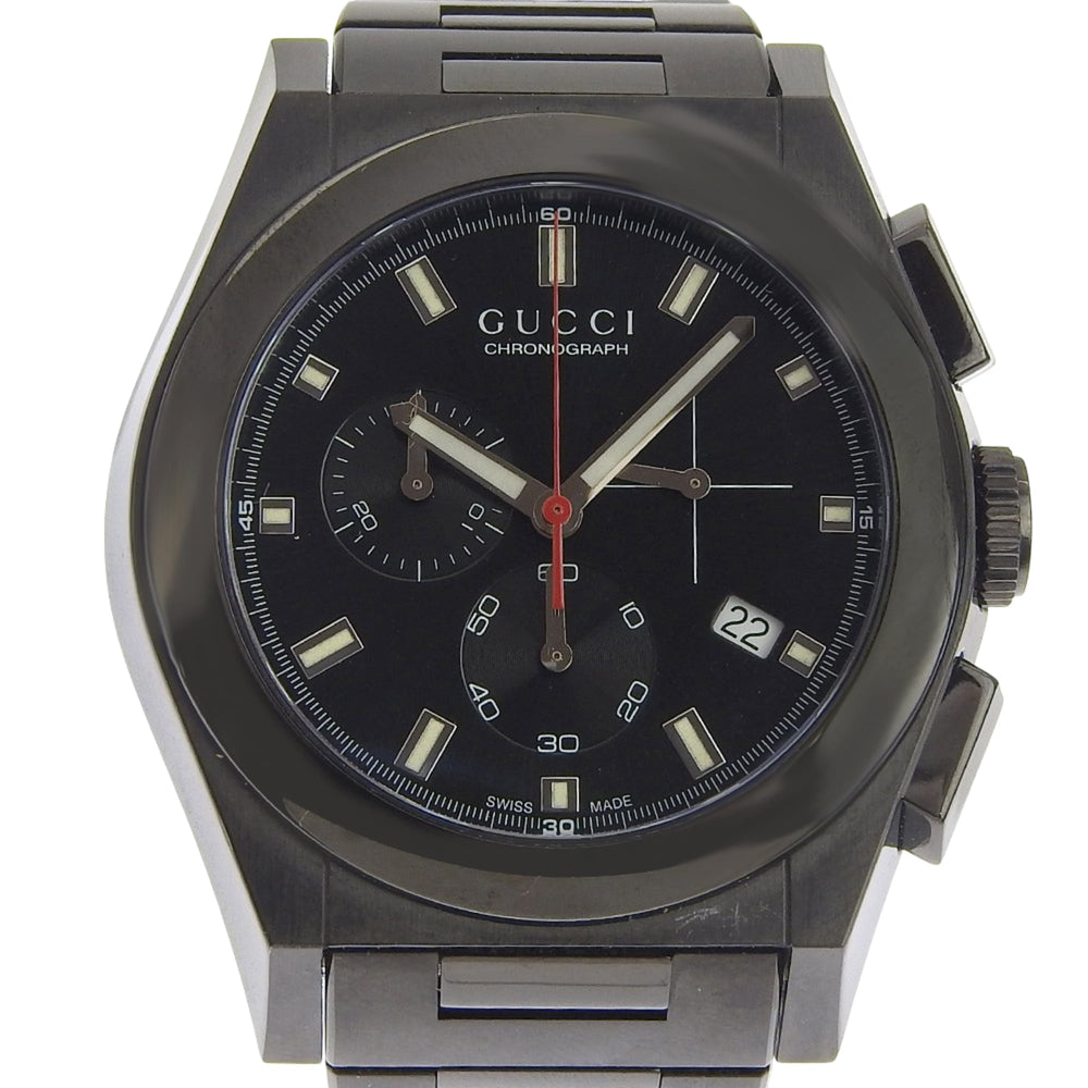 Gucci Pantheon Men's Watch, 115.2 Stainless Steel, Black Quartz Chronograph, Dial — Good