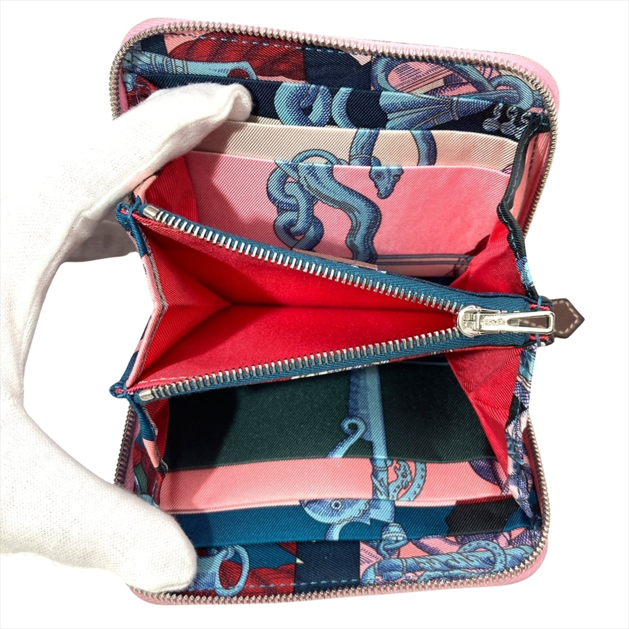 Hermes Hermès Azap Silkin Compact Wallet/Coin Case, Epsom Leather, Z Stamp, Pink, Rose Confetti, Women's