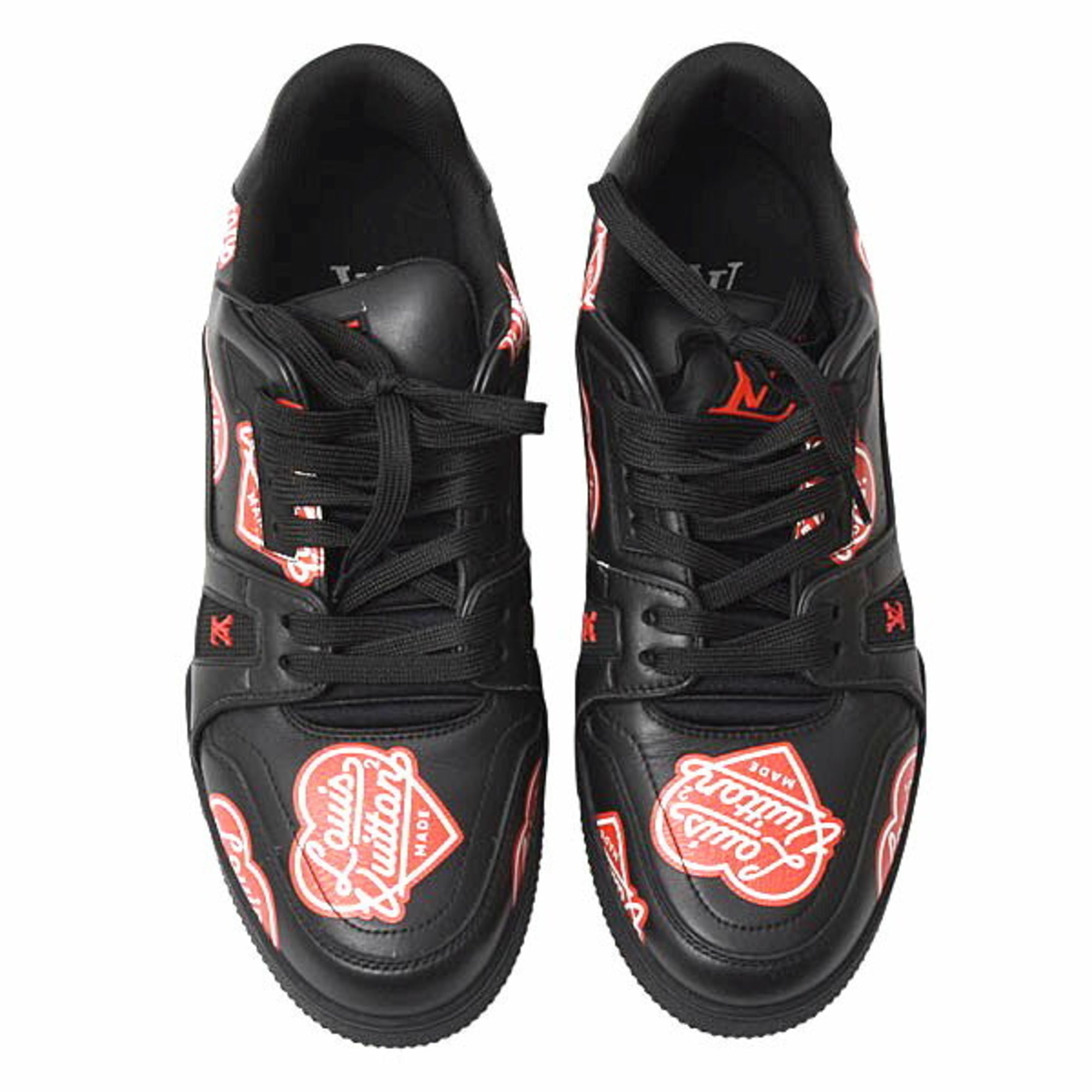 Louis Vuitton Men's LV Trainer Sneakers, NIGO Collaboration, Size 7 1/2 (Approx. 26cm), Black Leather