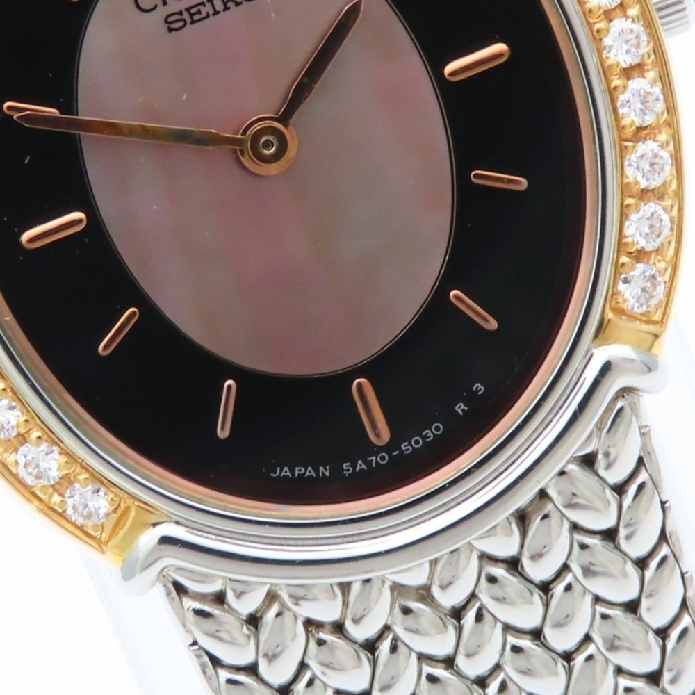 Seiko Credor 5A70-3000 SS K18YG Diamond Shell Women's Watch SEIKO — Good
