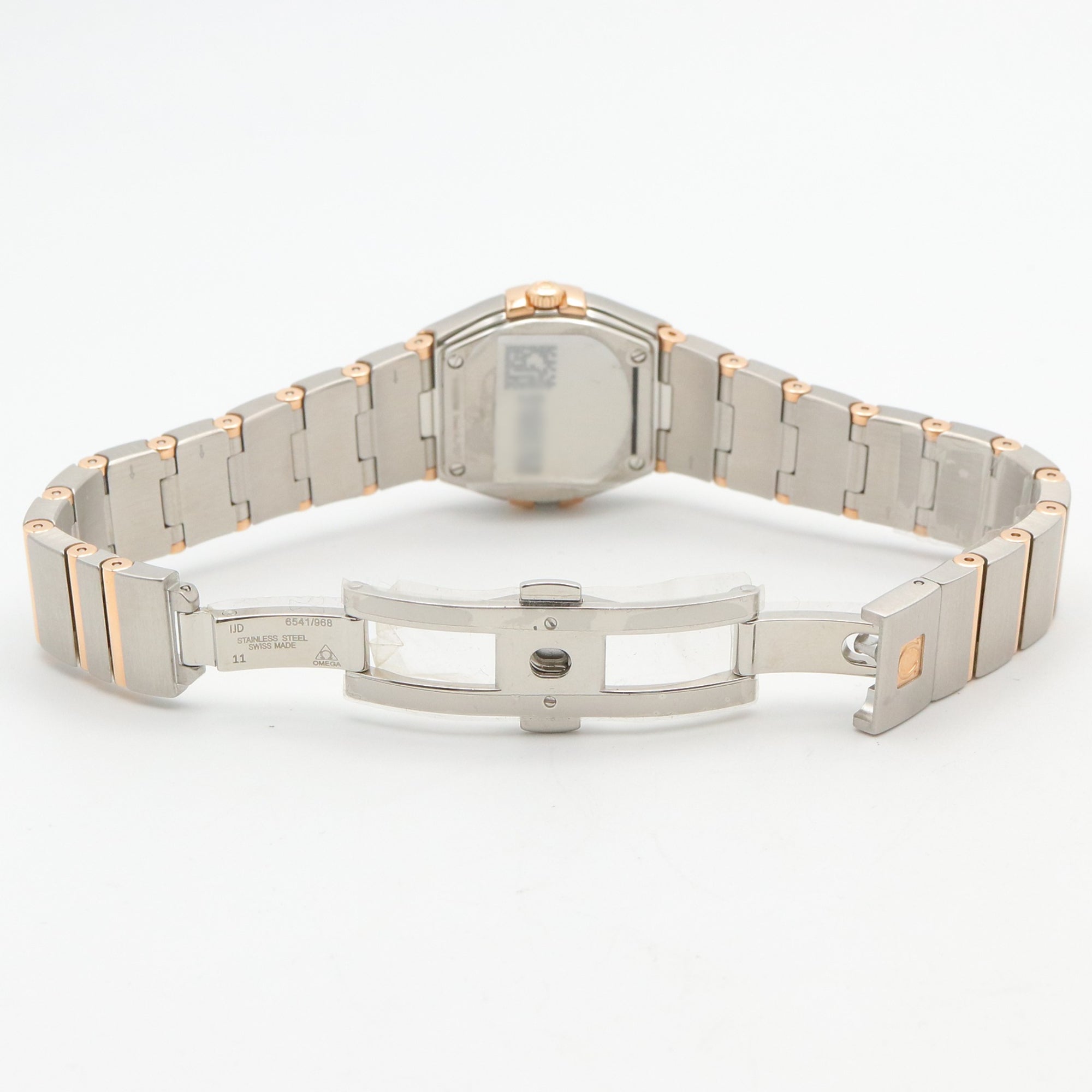 Omega Constellation Star Blue Diamond Bezel Watch, 18K Pink Gold (PG) Stainless Steel, Diamond, Ladies', White/White Mother-of-Pearl, 123.25.24.60.05.002 — Very Good