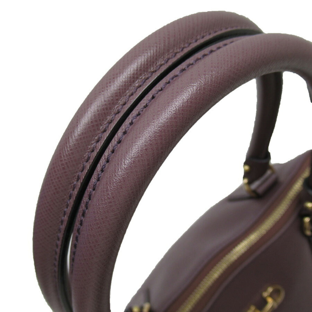 Salvatore Ferragamo Handbag Gancio Purple Gold Leather