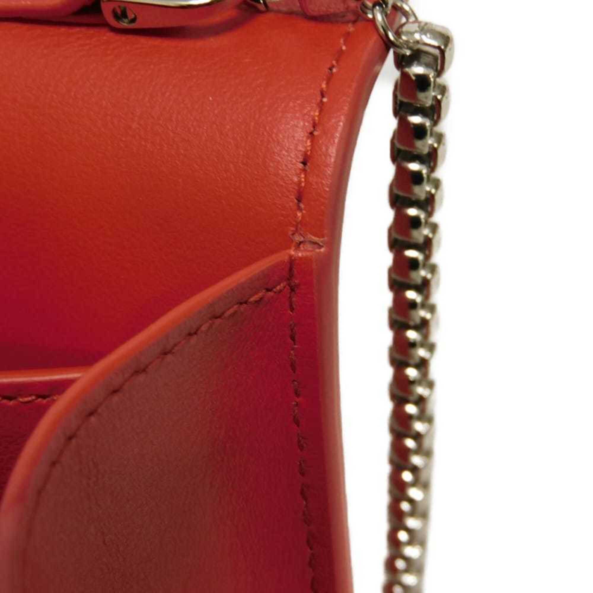 Salvatore Ferragamo Shoulder Bag Double Gancini Mini Chain Calfskin 2-Way New Logo Red 218357 Women's — Like New