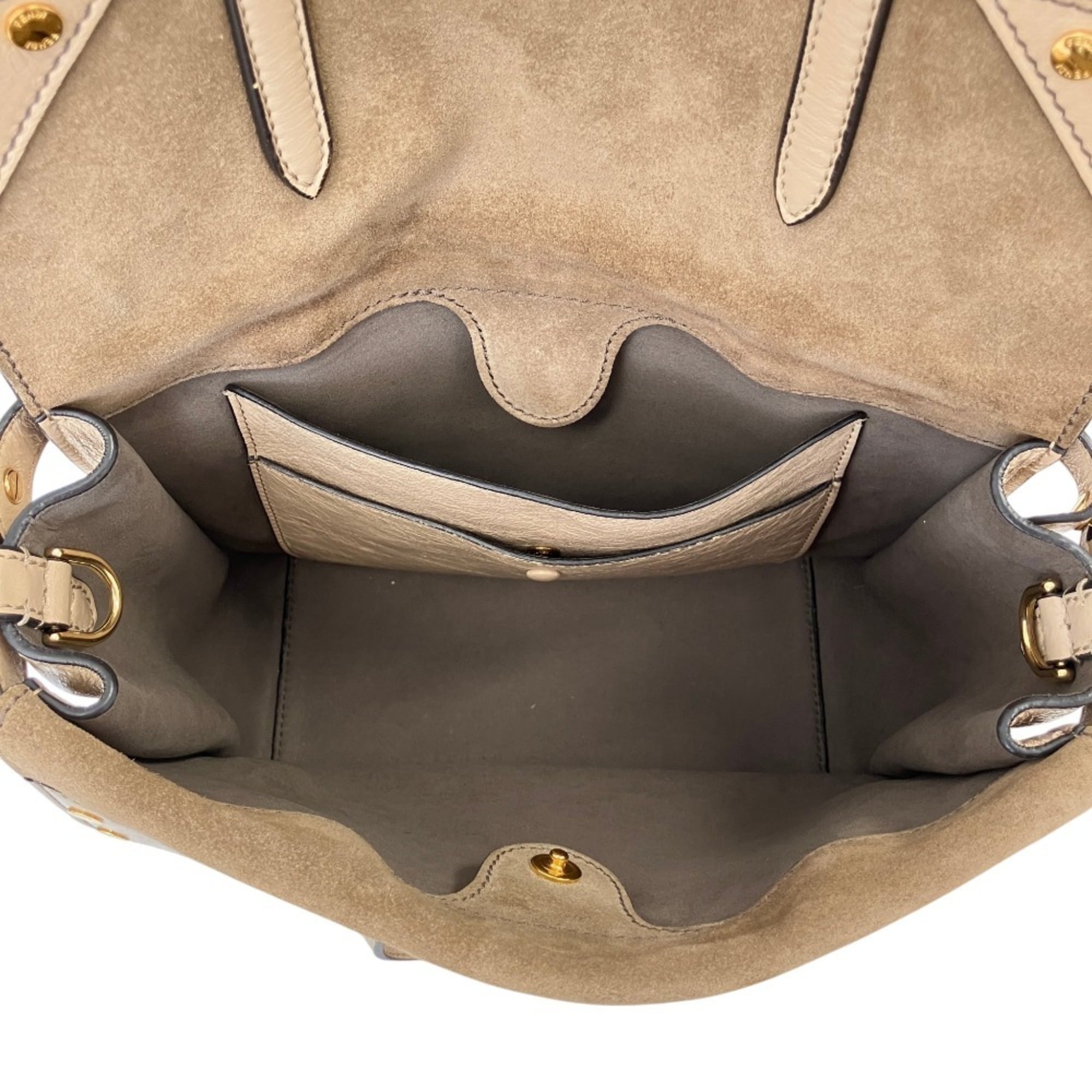 FENDI Flip Leather 3-Way Shoulder Bag 8DT302-A94WA199-0189 Greige Women's — Like New