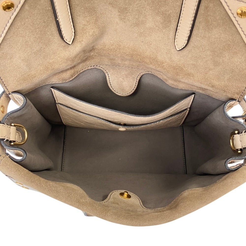 FENDI Flip Leather 3-Way Shoulder Bag 8DT302-A94WA199-0189 Greige Women's — Like New