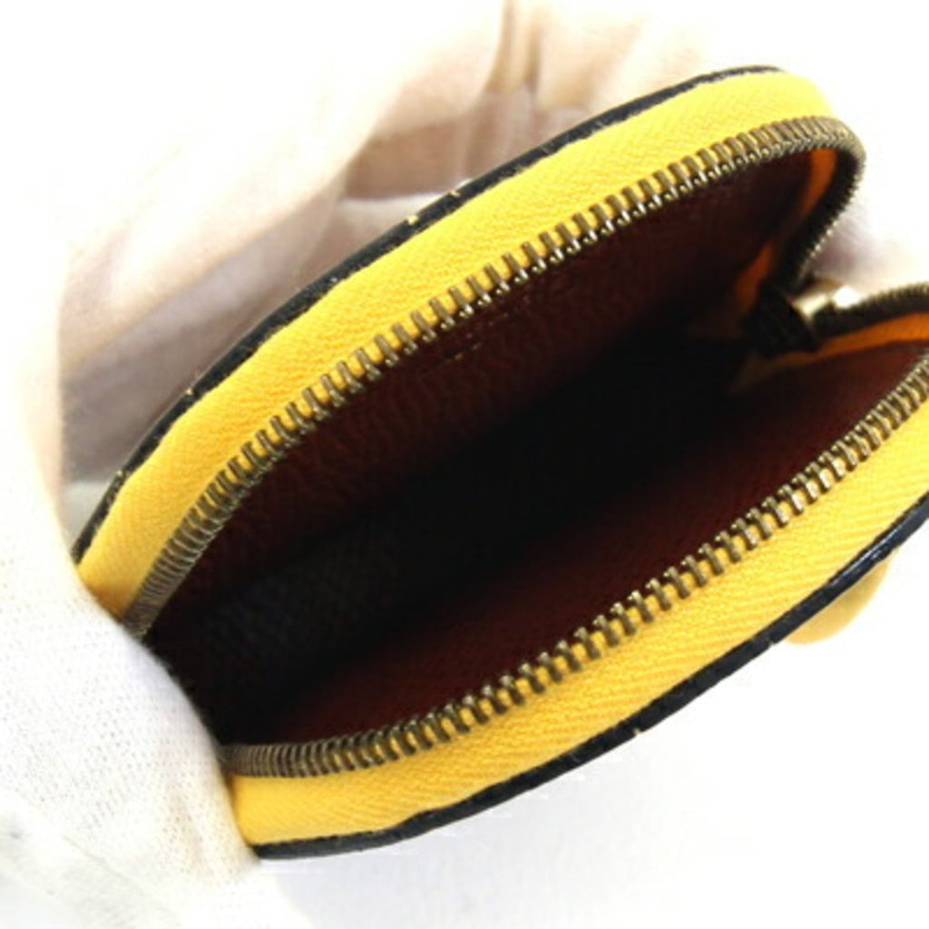 Celine coin case, yellow and brown leather, purse, mini wallet, pouch, acorn design, women's, CELINE