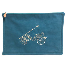 HERMES Hermes Bicycle Studs Velocipedi Flat Pouch GM Canvas Men's Women's Blue — New - Store Return