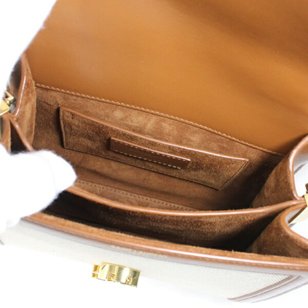 YSL Saint Laurent Cassandra Mini Shoulder Bag, Women's Canvas Brown, KM3046 — Like New