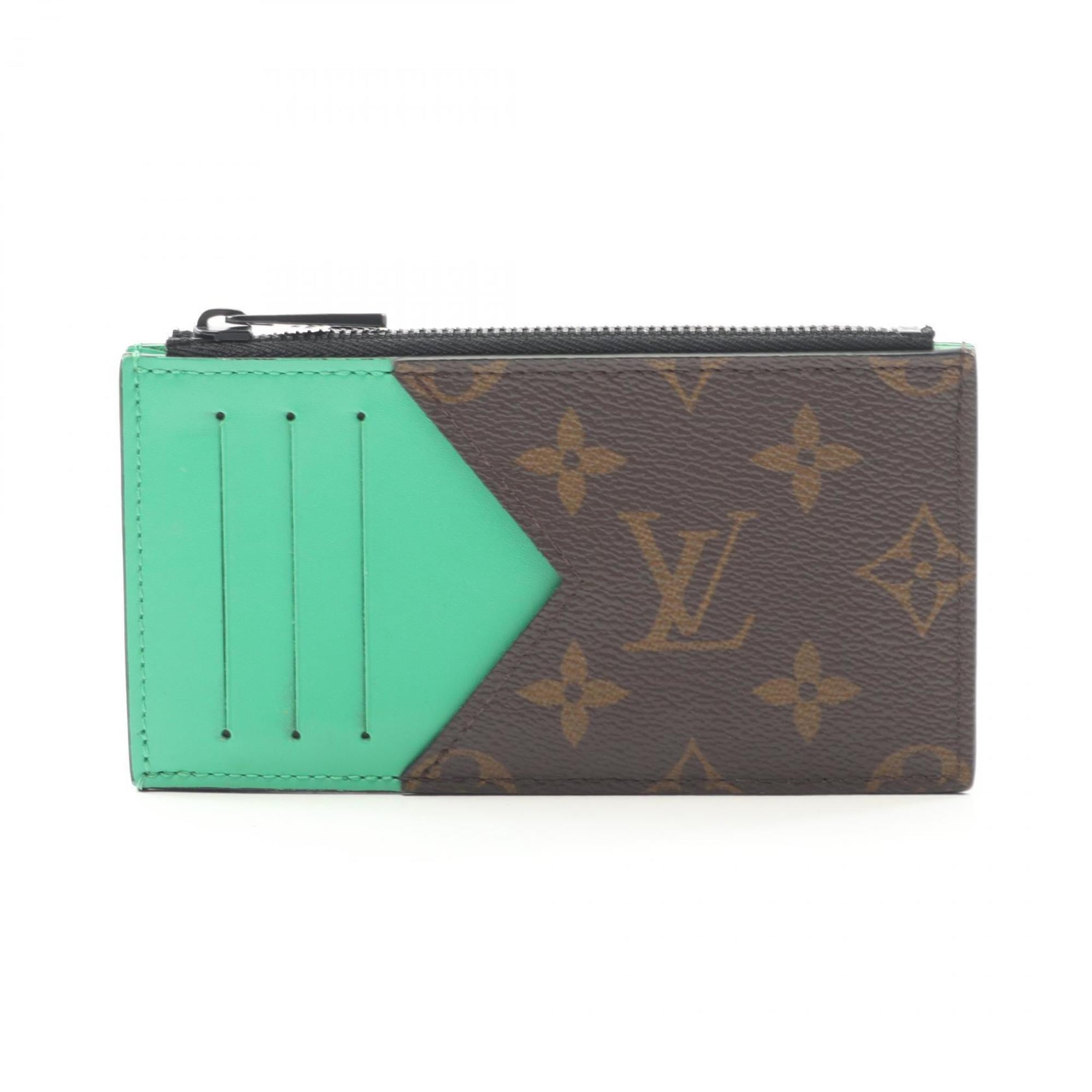 Louis Vuitton Monogram Macassar Coin and Card Holder Wallet, Leather, Men's, Brown Green, M81627