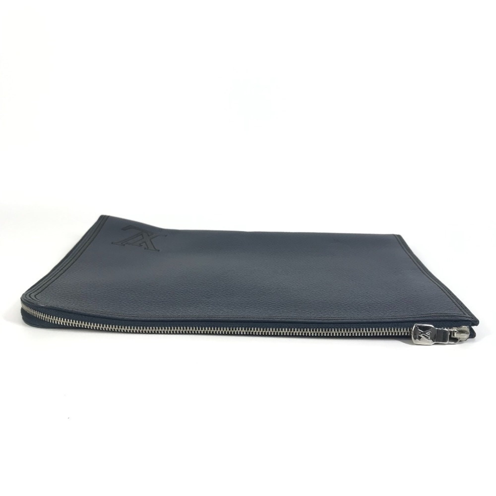 LOUIS VUITTON M68235 LV Logo Pochette Jour GM Pouch Bag with L-shaped Zipper, Second Bag, Clutch Taurillon Leather, Navy Blue for Men and Women — Like New