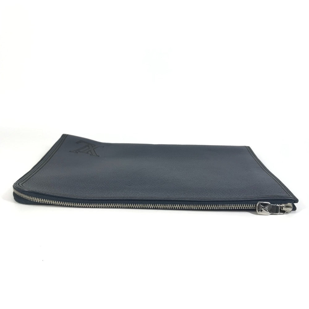 LOUIS VUITTON M68235 LV Logo Pochette Jour GM Pouch Bag with L-shaped Zipper, Second Bag, Clutch Taurillon Leather, Navy Blue for Men and Women — Like New