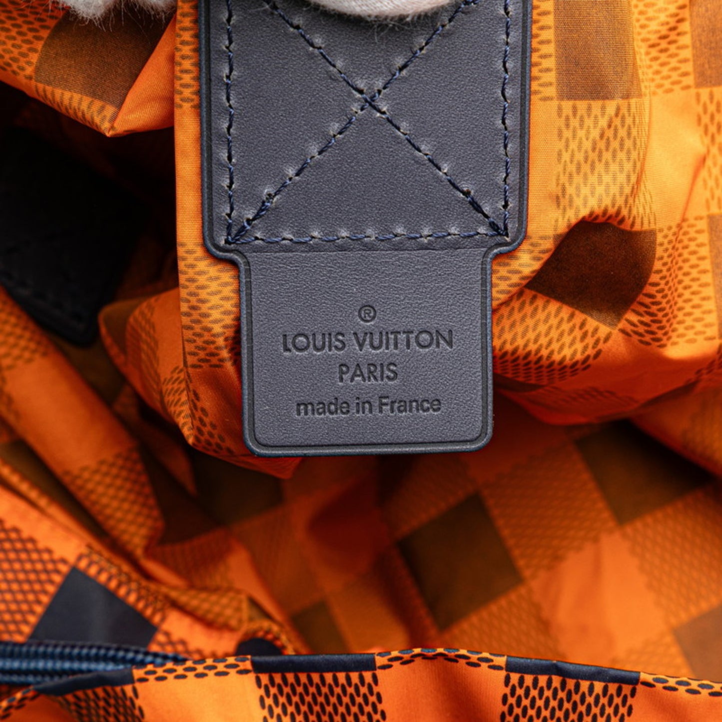 Louis Vuitton Damier Aventure Backpack N41188 Orange Navy Nylon Leather Women's LOUIS VUITTON
