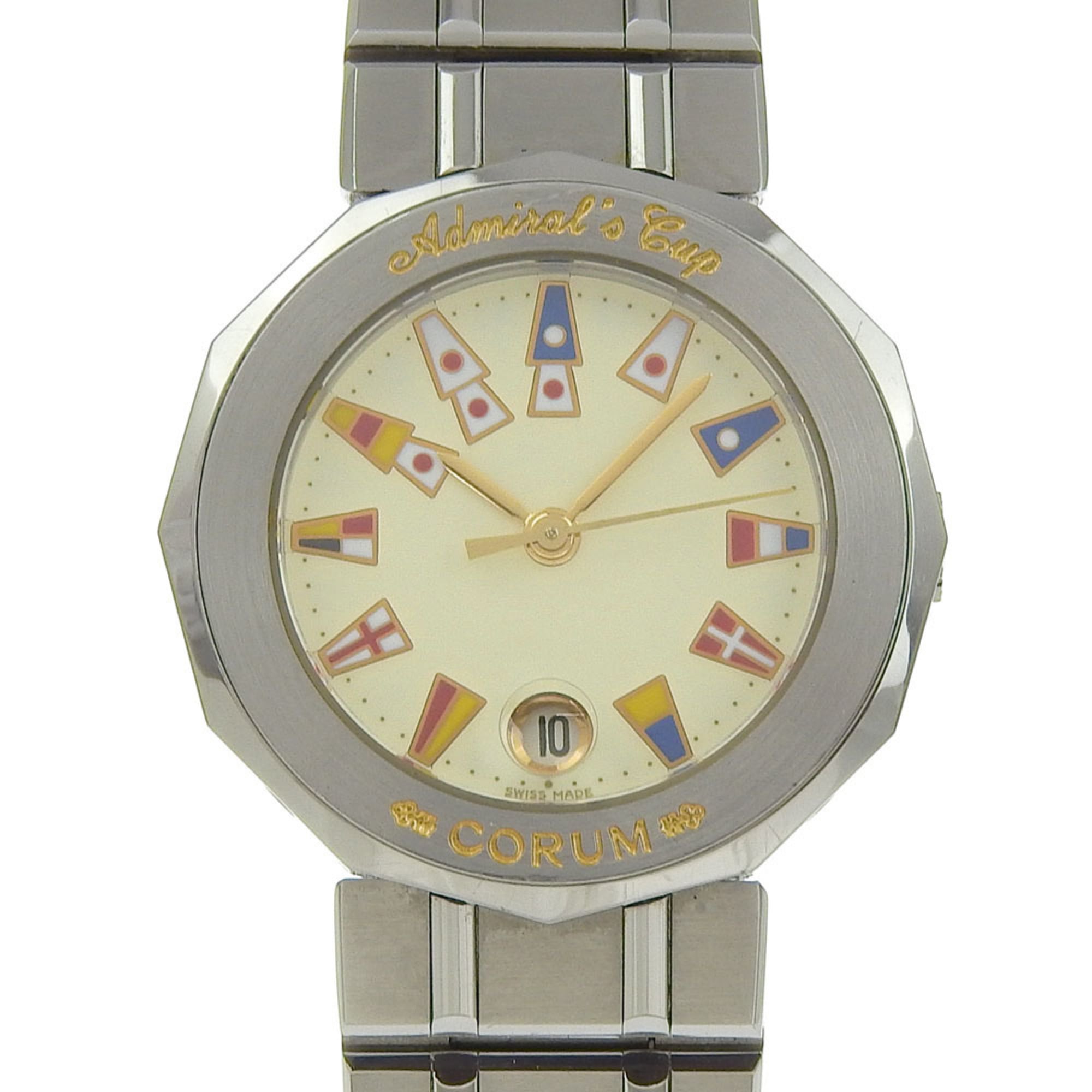 Corum Admiral's Cup Watch 39.610.20 V-50 Stainless Steel Quartz Analog Display White Dial Women's — Very Good