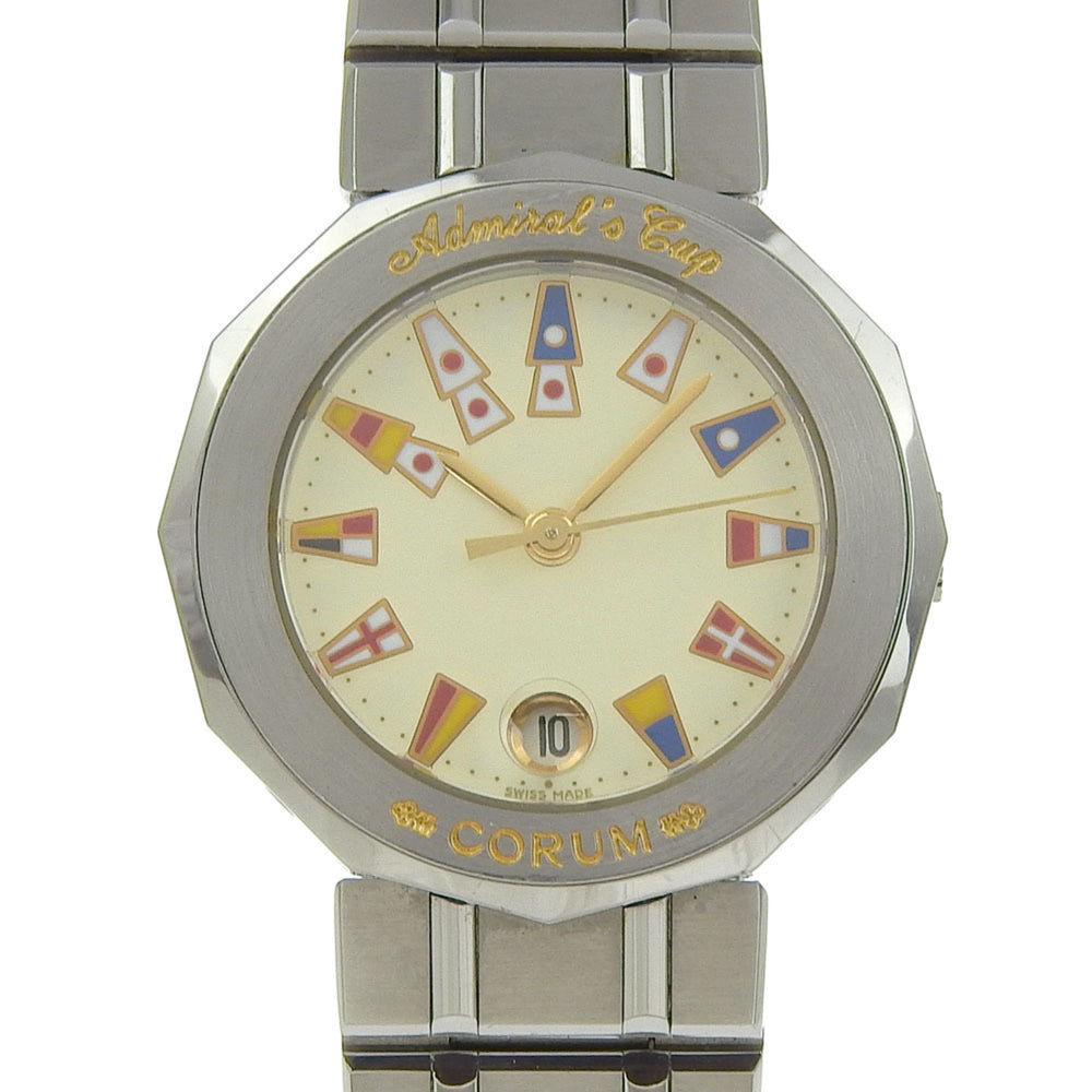 Corum Admiral's Cup Watch 39.610.20 V-50 Stainless Steel Quartz Analog Display White Dial Women's — Very Good