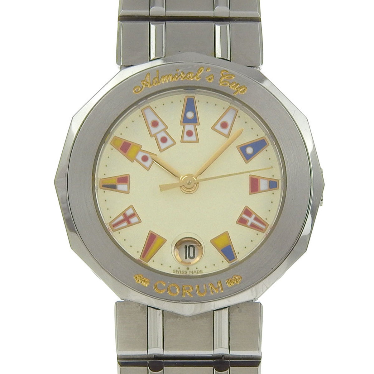 Corum Admiral's Cup Watch 39.610.20 V-50 Stainless Steel Quartz Analog Display White Dial Women's — Very Good