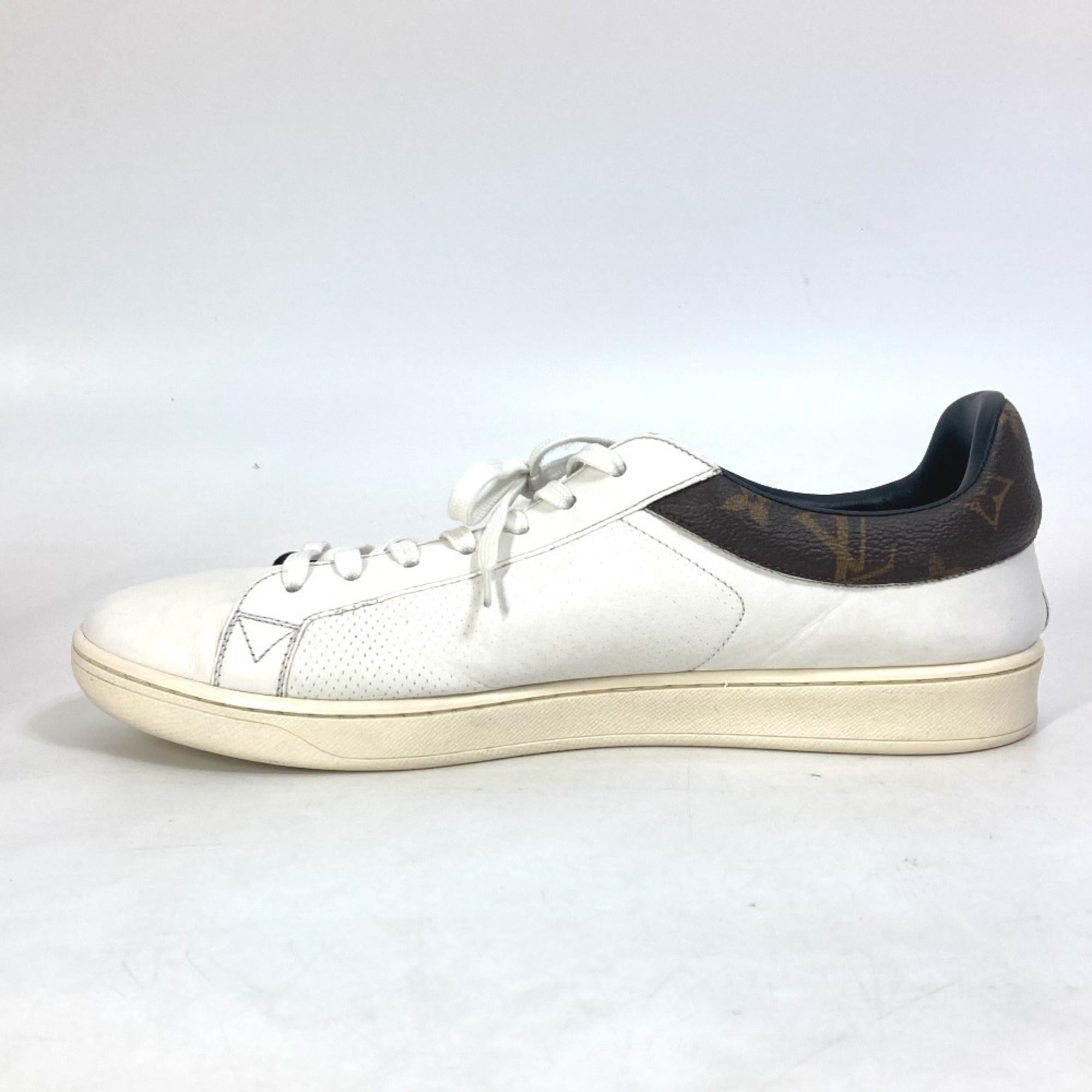 LOUIS VUITTON Luxembourg Line Monogram Logo Lace-Up Leather Sneakers Men's White