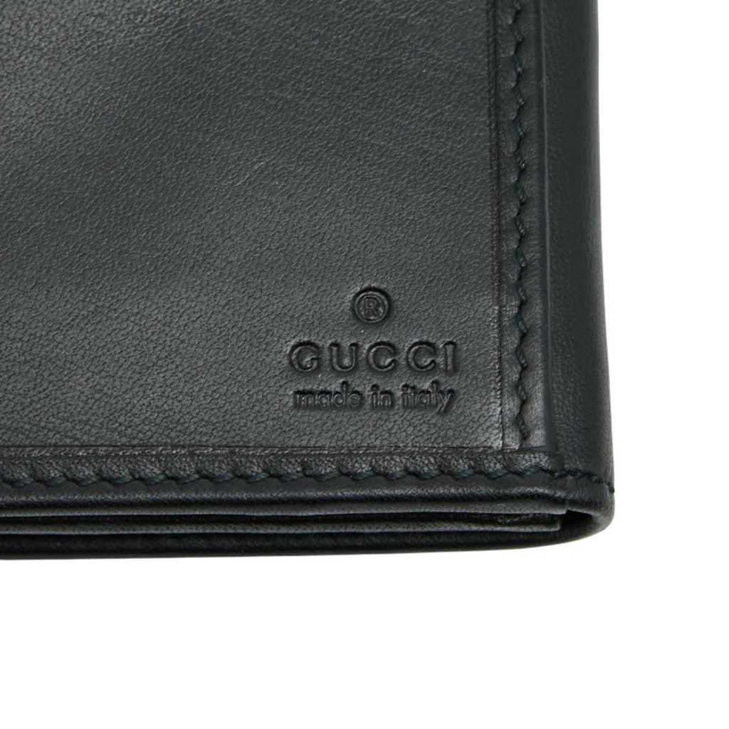 Gucci GG Canvas Long Wallet 035 1408 2150 Navy Black Leather Women's GUCCI