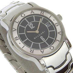 BVLGARI Solo Tempo Watch ST35S Stainless Steel Quartz Analog Display Black Dial Men's — Good