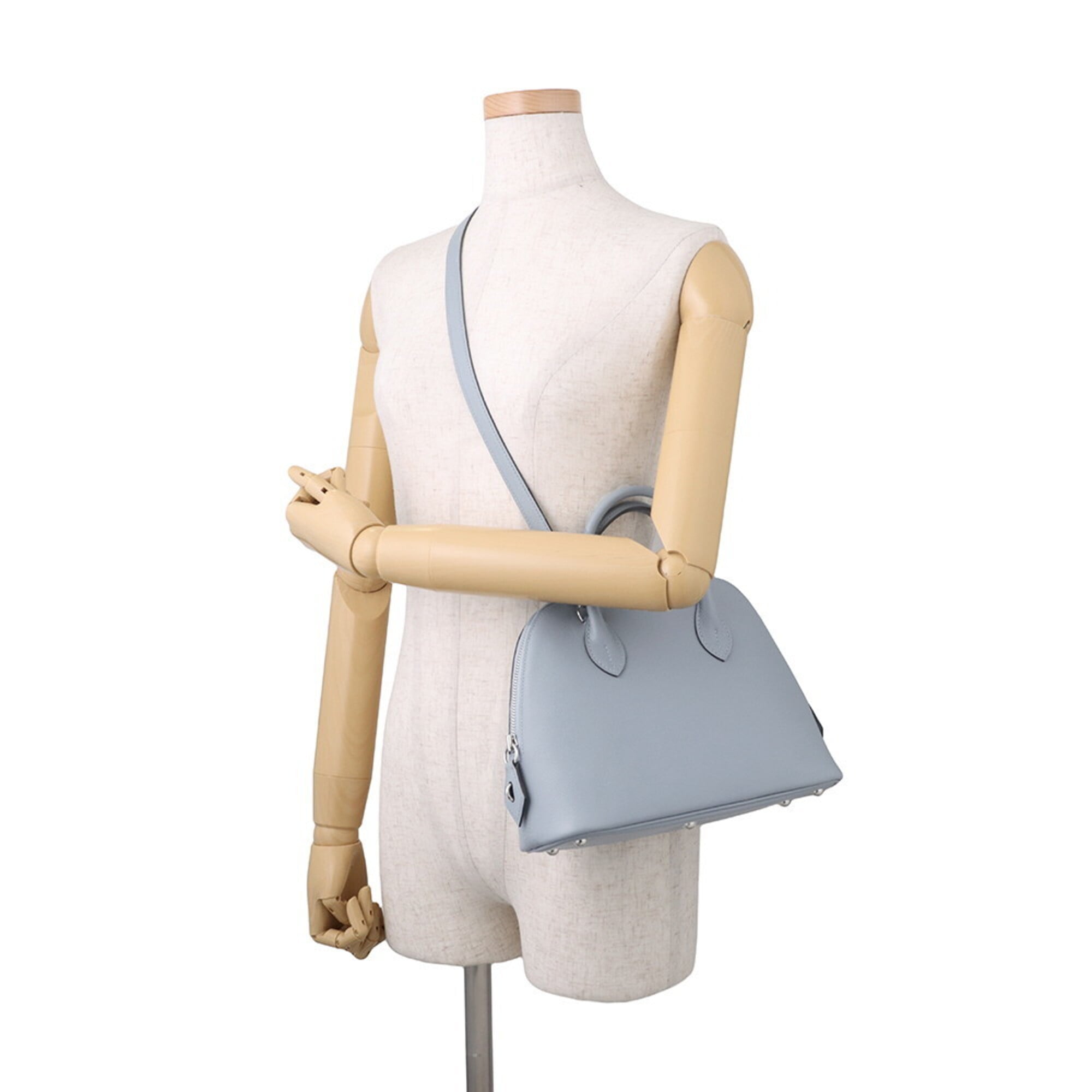 Hermes Bolide 1923 25 Verso Bleu Lin Glacier Evercolor U stamp 2-way shoulder bag handbag HERMES — Like New