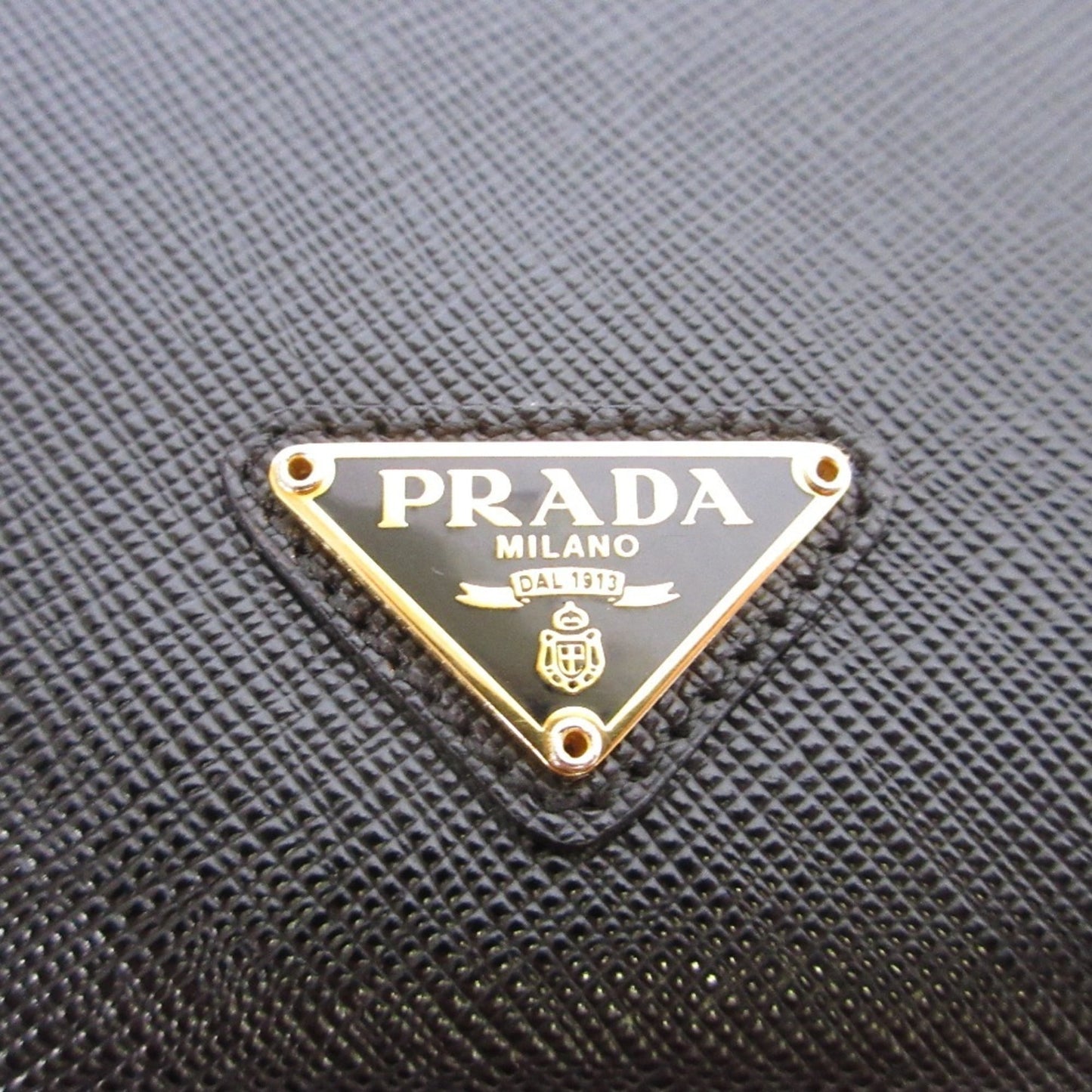 PRADA Prada Saffiano Leather Heart Motif Turn Lock Chain Wallet BT770C Black Women's