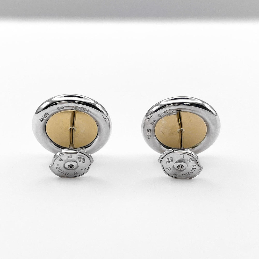 HERMES Clou de Selle Sellier Stud Earrings, Combination Sterling Silver (SV925) and 18K 750 Gold, Men's Women's — Like New