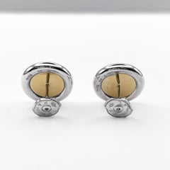 HERMES Clou de Selle Sellier Stud Earrings, Combination Sterling Silver (SV925) and 18K 750 Gold, Men's Women's — Like New