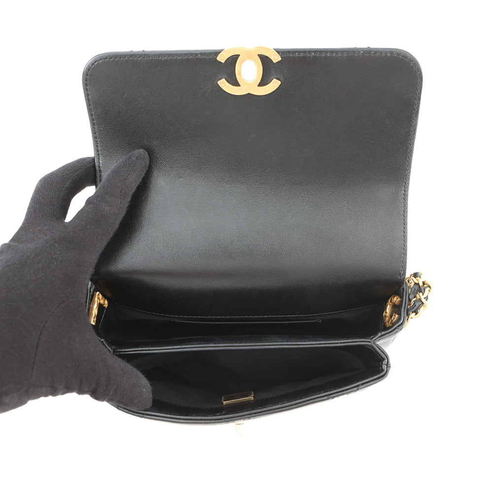 Chanel Chain Shoulder Bag Matelassé Mini Flap Coco Mark Lambskin AS4862 CHANEL Handbag Black Women's — Like New