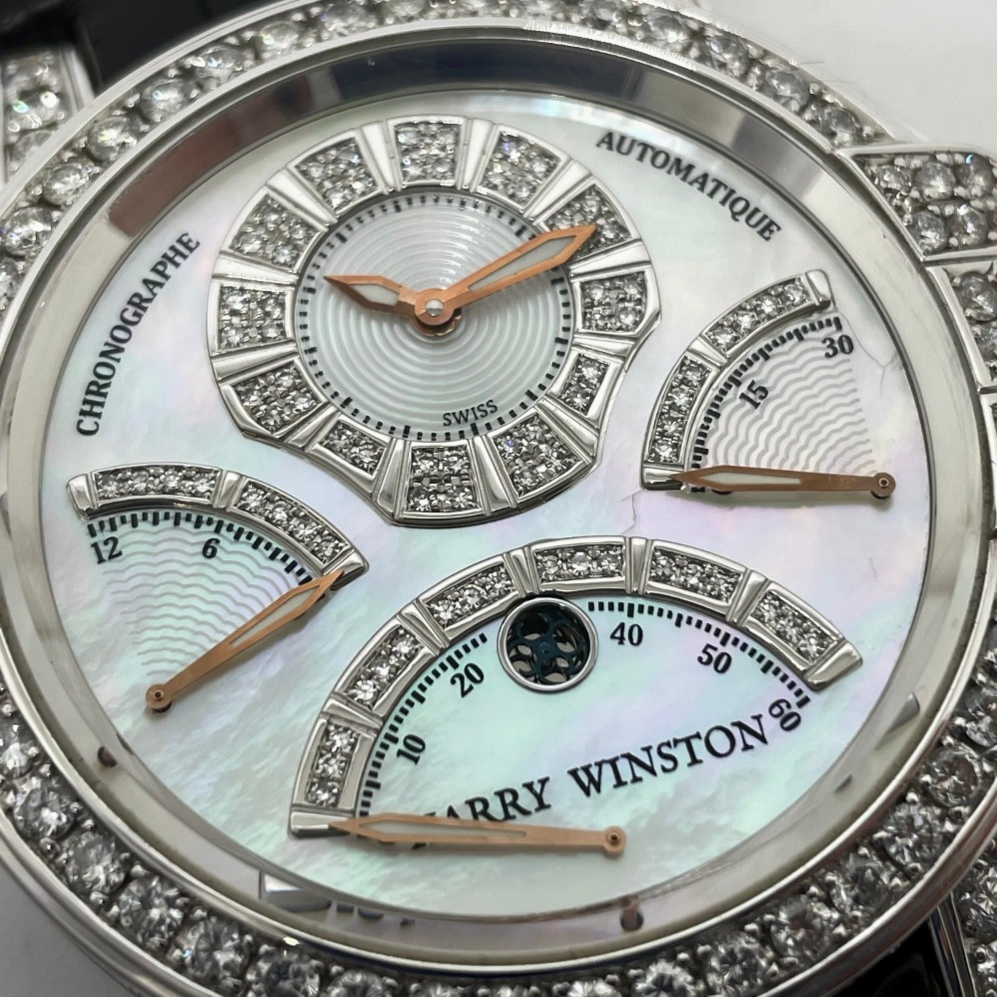 HARRY WINSTON MCRA44W Ocean Chrono Triple Retrograde Automatic Watch, 18K White Gold, Men's — Good