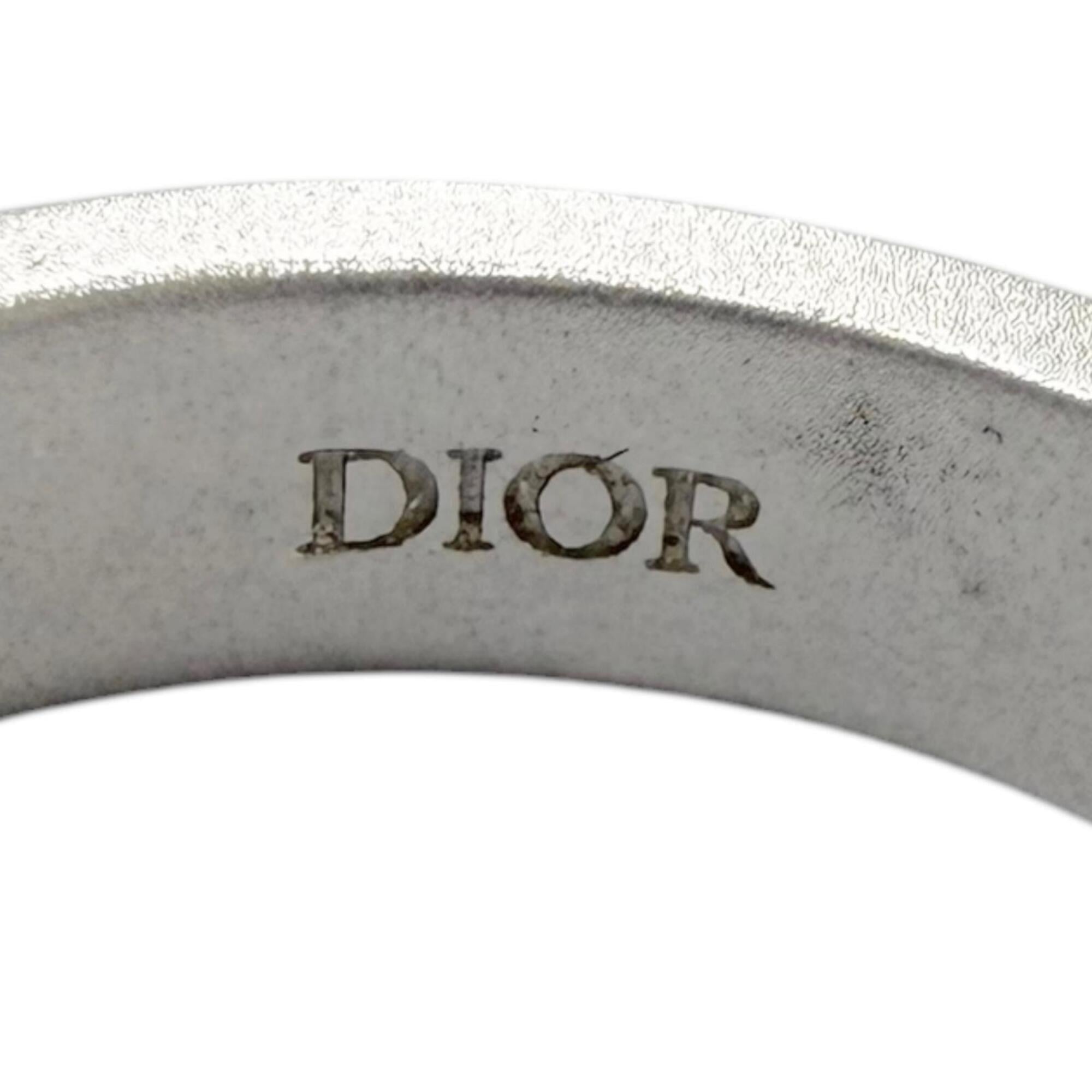 DIOR Homme R3472HOMST D990 AG925 CD Icon Ring, Silver, Size M, Weight 5.7g, Men's, with Box and Dust Bag — Like New