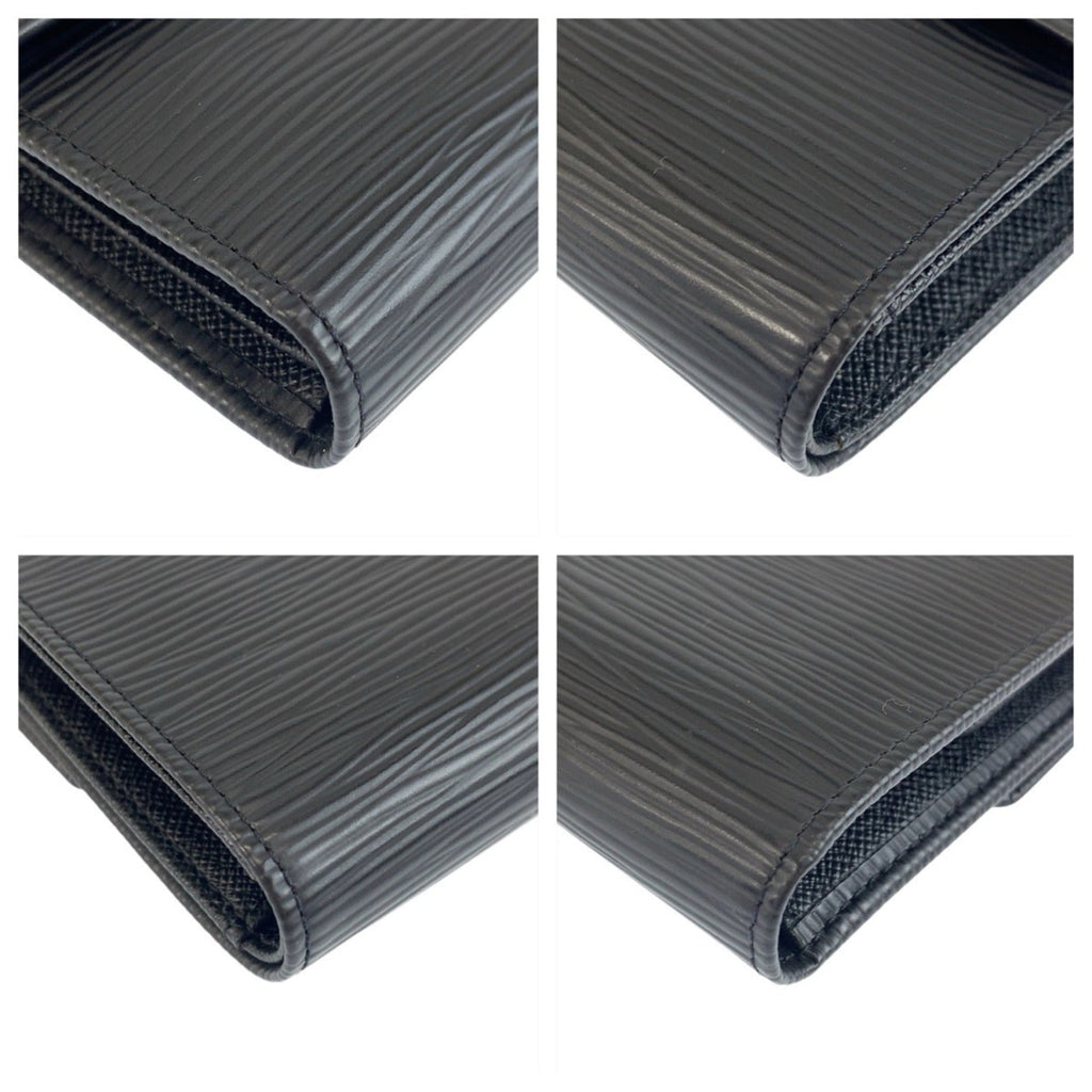 LOUIS VUITTON Epi Porte Tresor Etui Papier Black Leather Folding Wallet M63712 Compact Men's