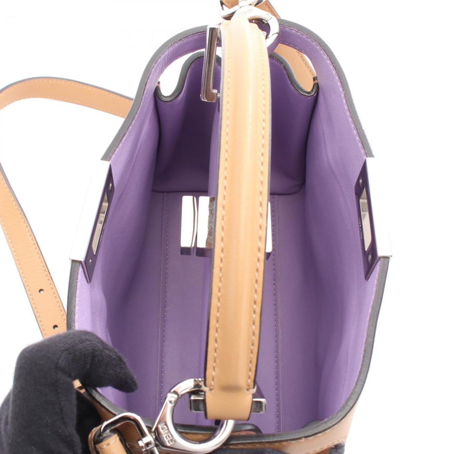 Fendi Peekaboo Essential Handbag, Leather, Women's, Brown