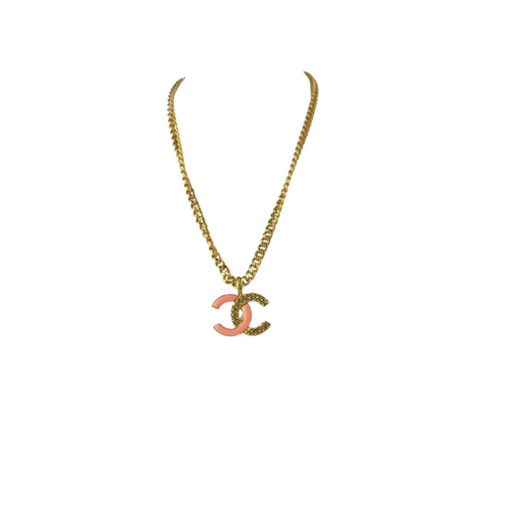 CHANEL Coco Mark Necklace - Gold and Pink Metal for Women — Like New