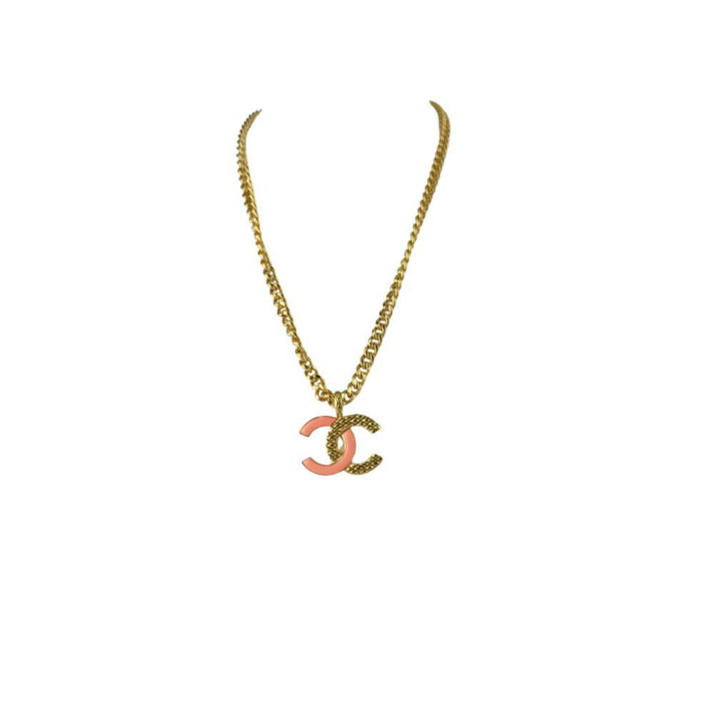 CHANEL Coco Mark Necklace - Gold and Pink Metal for Women — Like New