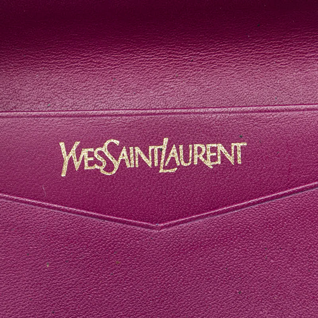 Saint Laurent YSL logo wallet/coin case, purple leather, women's, SAINT LAURENT