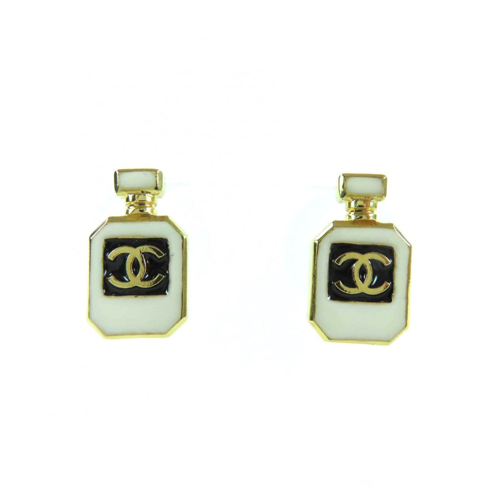 CHANEL C25C Coco Mark Perfume Bottle Earrings, Gold, Comes with Box and Dust Bag, Made in France, Women's — Like New